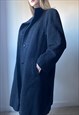VINTAGE DARK GREY WOOLLEN COAT SIZE MEDIUM 