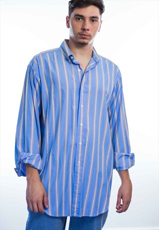 VINTAGE POLO RALPH LAUREN PASTEL STRIPE LOGO SHIRT 90S XL 10