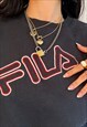 VINTAGE FILA BLACK EMBROIDERED SPELL OUT SWEATSHIR