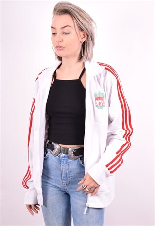 ADIDAS WOMENS VINTAGE TRACKSUIT TOP JACKET MEDIUM WHITE 90'S