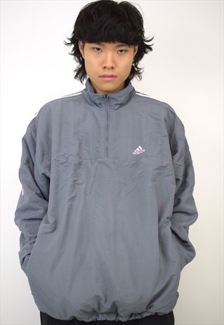 VINTAGE 90S ADIDAS GREY 3/4 ZIP JACKET