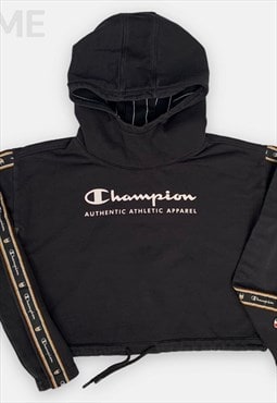 Vintage Champion black crop top hoodie womans size S
