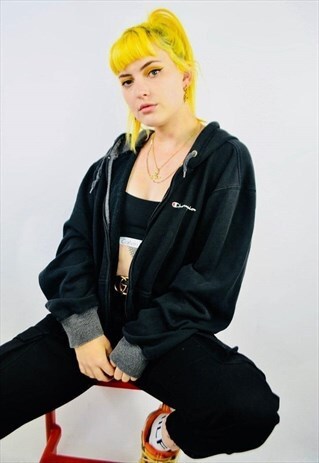 VINTAGE CHAMPION EMBROIDERED ZIP HOODIE