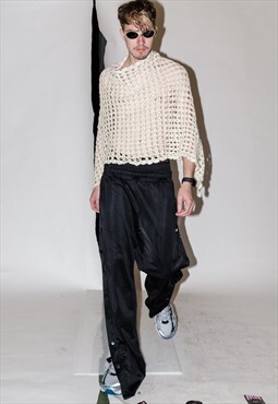 Vintage 90s rave snaps sides sports joggers in black