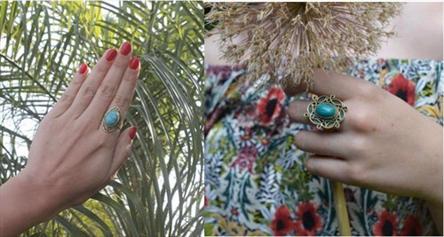 boho ring with stones