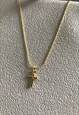 SMALL GOLD PLATED STERLING SILVER CROSS NECKLACE 20INCH 