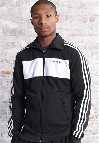 VINTAGE ADIDAS LOGO THREE STRIPE TRACK JACKET BLACK