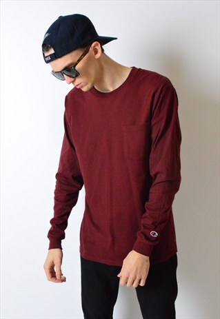 BURGUNDY RED LONG SLEEVE CHAMPION TOP