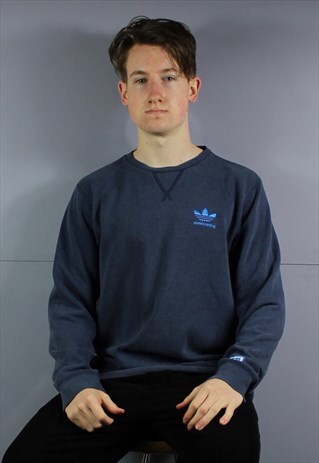 VINTAGE ADIDAS SKATEBOARDING SWEATSHIRT IN NAVY BLUE WITH EM