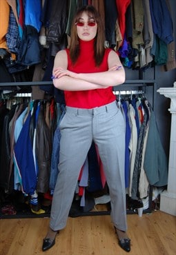 Vintage y2k glam baggy straight warm long trousers in grey