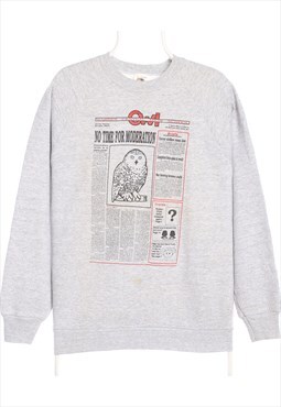 Vintage 90's Fruit of the Loom Sweatshirt Owl Crewneck Grey