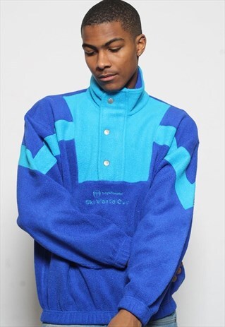 VINTAGE SERGIO TACCHINI 1/4 ZIP FLEECE BLUE
