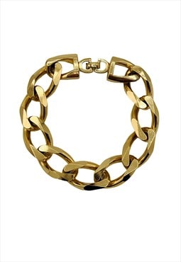 Christian Dior Bracelet Gold Chunky Curb Chain Vintage