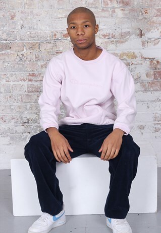 VINTAGE CHAMPION BIG LOGO SPELLOUT SWEATSHIRT PINK