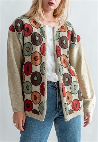 VINTAGE 70S BOHO FUNKY CARDIGAN WITH GRAMMA DONUTS