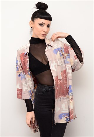 VINTAGE 90'S INDIE ABSTRACT PATTERNED OVERSIZED SHIRT