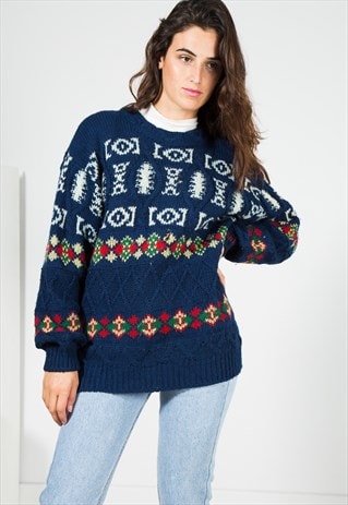 VINTAGE 80S CHRISTMAS KNIT JUMPER / S0036