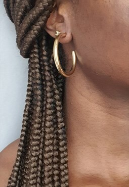 Gold large Hoop earrings, plain basic Hoops for women