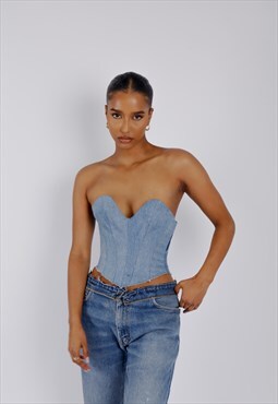 BY.WUZZY Y2K Denim Corset from Vintage Levi Denim.