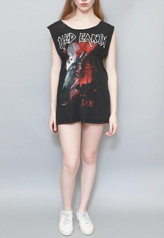 VINTAGE 1990'S 'ICED EARTH' ROCK BAND LONG T-SHIRT TUNIC