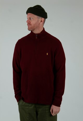 00S POLO RALPH LAUREN BURGUNDY 1/4 ZIP SWEATSHIRT
