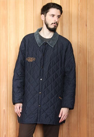 VINTAGE 1990S NAVY BLUE BARBOUR QUILTED COAT