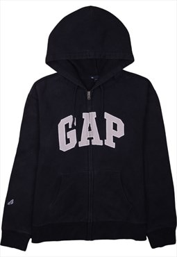 Vintage 90's Gap Hoodie Spellout Full Zip Up Navy