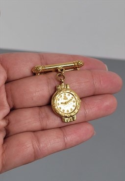 FENDI brooch. Vintage Fendi Gold tone nurse watch style pin