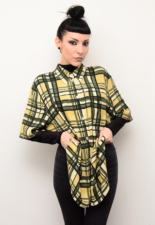 VINTAGE 90'S CHECKED INDIE PATTERNED OVERSIZED SHIRT