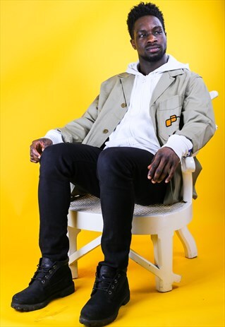 UNIQUE BEIGE VINTAGE FRENCH STYLE WORKER CHORE JACKET