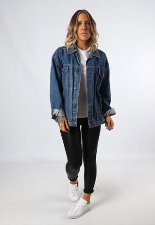 DENIM JACKET OVERSIZED FITTED VINTAGE UK 16 (F2DO)