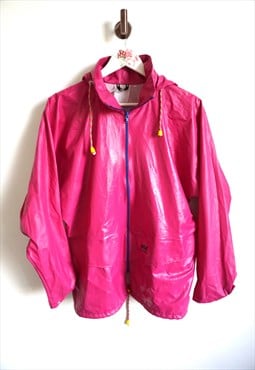 Vintage Windbreaker Raincoat Sports Jacket with Hood Parka