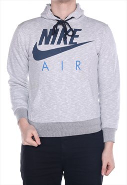 Nike  -  Grey Printed Spellout Hoodie - Small