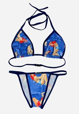 Vintage 90s Bikini Bottoms Only Denim Pin Up Girl Brazilian