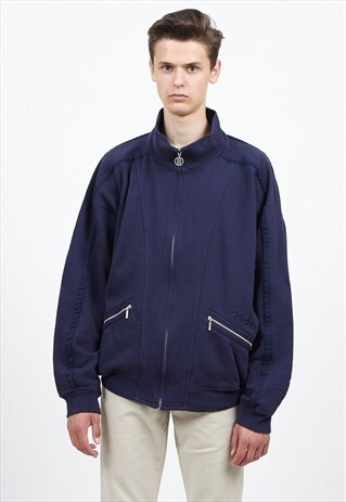 VINTAGE NAVY ADIDAS ZIP TRACK JACKET