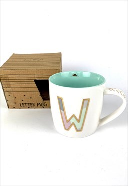 Lisa Angel Ceramic 'W' Initial Mug In Box
