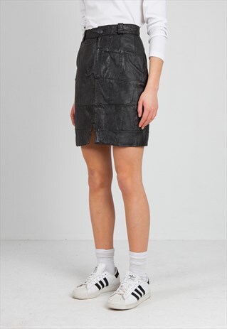 VINTAGE BLACK LEATHER MINI SKIRT