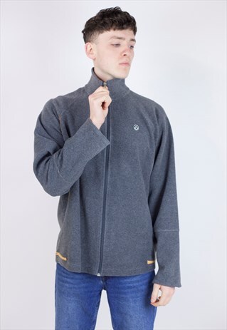 VINTAGE 90S NORTH SALES ZIP-UP GREY FLEECE