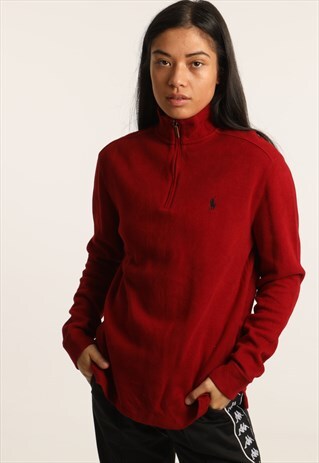 VINTAGE POLO RALPH LAUREN EMBROIDERED 1/4 ZIP SWEATSHIRT
