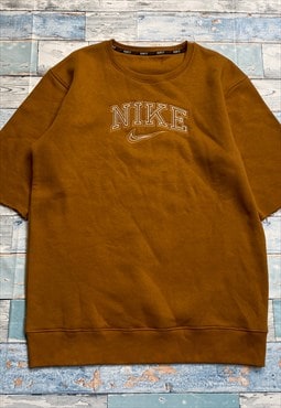 Orange Brown Nike Spell-Out Sweatshirt Men's Medium