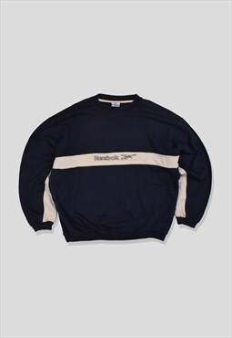 Vintage 90s Reebok Embroidered Logo Sweatshirt in Navy