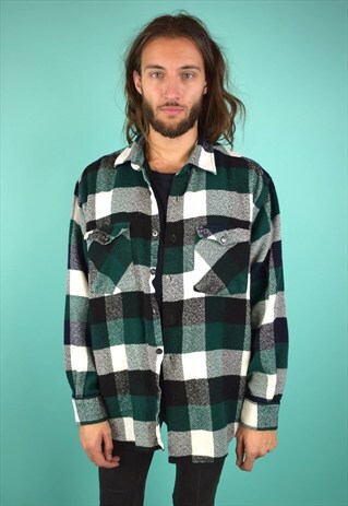 VINTAGE 90'S GRUNGE CHECKED FLANNEL SHIRT