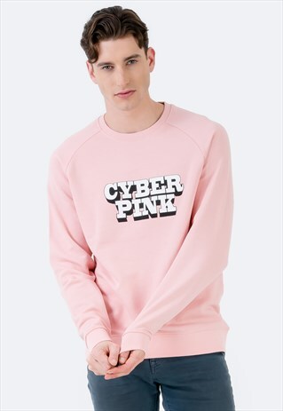 CYBER PINK PRINTED SWEATSHIRT IN PINK WITH RAGLAN SLEEVES