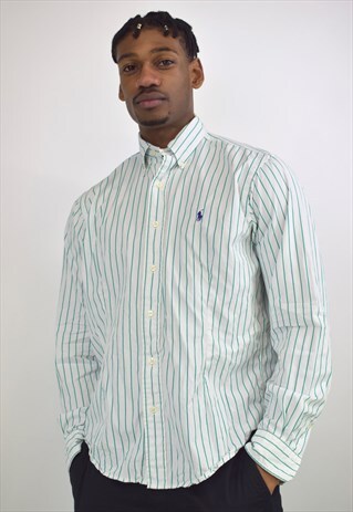 VINTAGE 90S POLO RALPH LAUREN GREEN STRIPE SHIRT
