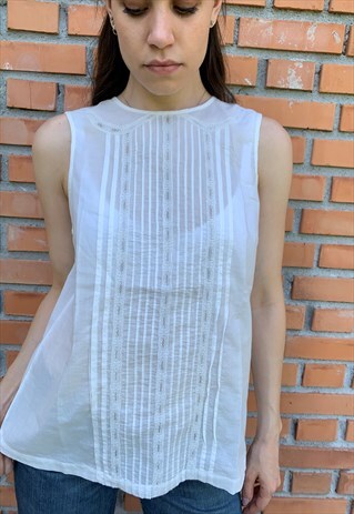 VINTAGE OFF SHOULDERS LACE BLOUSE IN WHITE