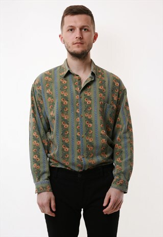 VINTAGE OLDSCHOOL FLORAL WAX FRANCE COTTON SHIRT 14329