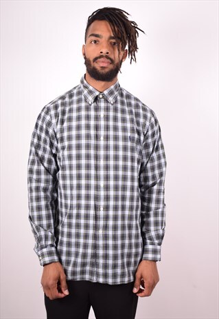 POLO RALPH LAUREN MENS VINTAGE SHIRT LARGE BLUE CHECK 90S