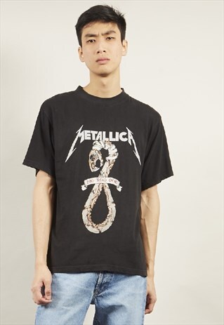 VINTAGE 90'S METALLICA 'DON'T TREAD ON ME' BLACK BAND TSHIRT