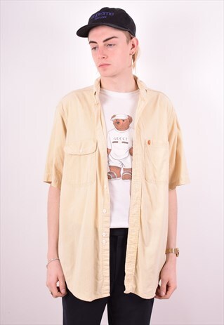 CARHARTT MENS VINTAGE SHIRT LARGE BEIGE 90S
