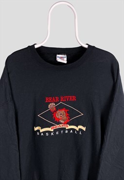 Vintage American Basketball Black Sweatshirt Bear River XXL